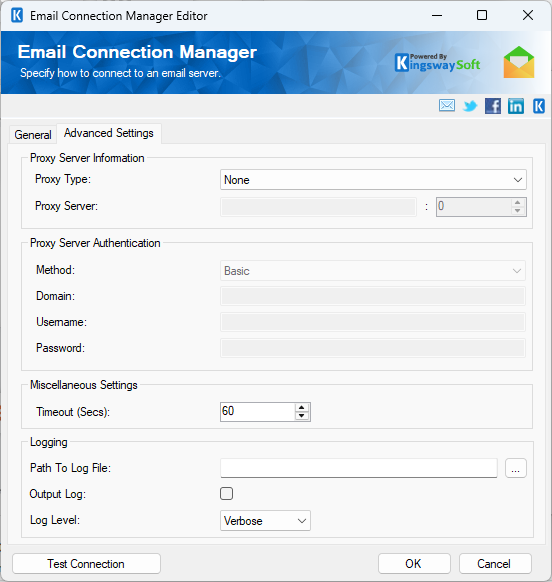 SSIS email connection manager advanced settings